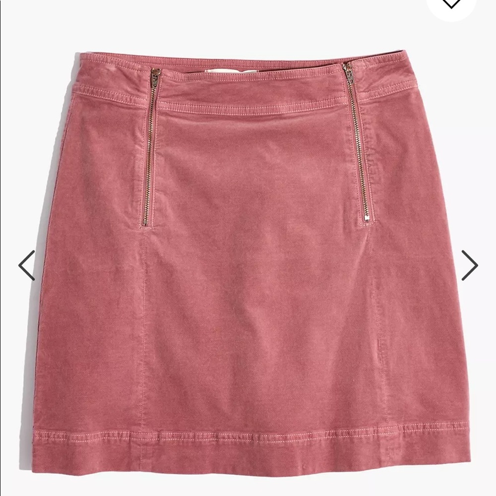 Madewell Velveteen Uptown Zip Skirt in Rose Size 0